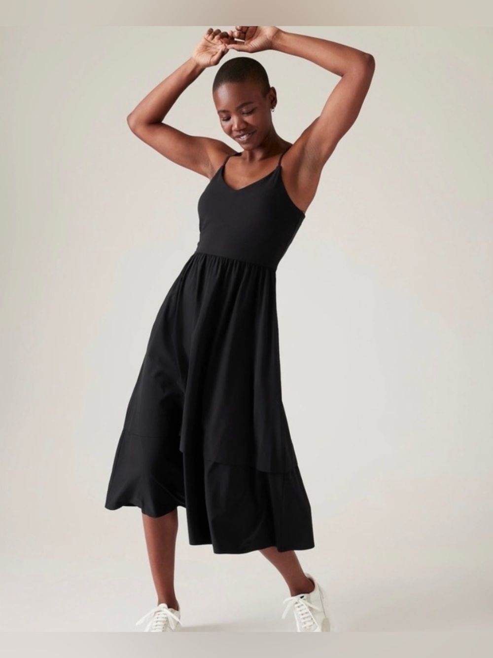 NWT Athleta Elation V-Neck Hybrid Dress Black L
